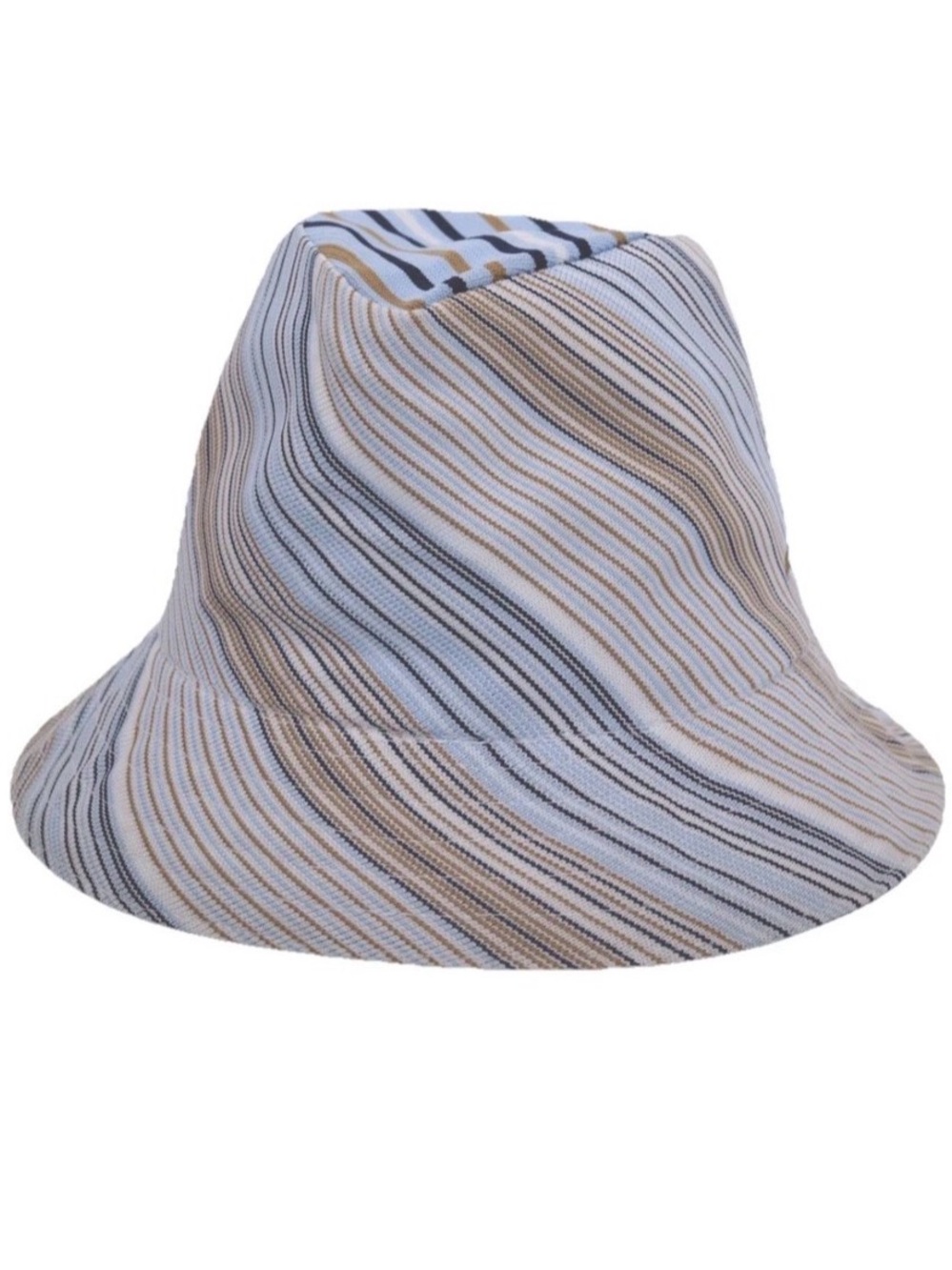 Kangol Striped Blue White Khaki Trilby Bucket Lightweight Crushable
Hat NWT - M